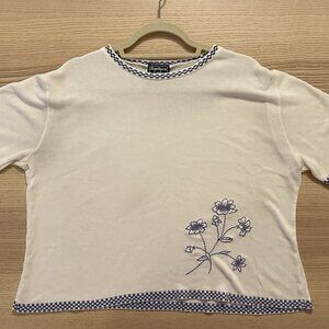 Women’s Southern Lady Lightweight Knit Short Sleeve Sz L Petite Flower HOLE